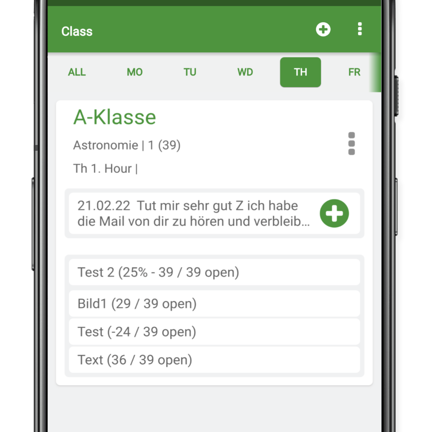 show progress of grade lists in the class view